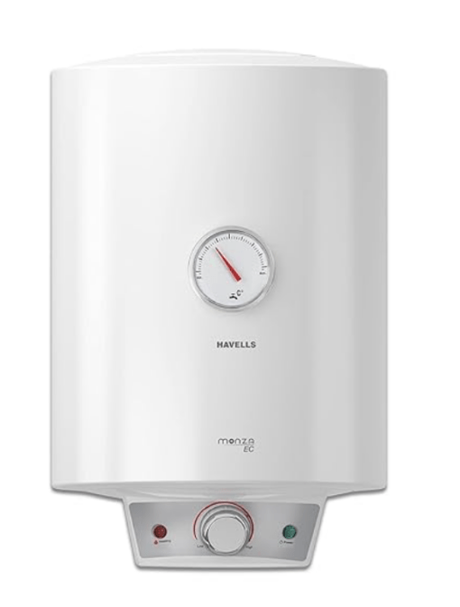 Havells Monza EC 10 L Storage Water Heater, Metallic Body, 2000 W, Free Flexi Pipe and Free Installation,Warranty: 7 Yr on Inn. Container; 4 Yr on Heating Element; 2 Yr Compre, (White) |Wall |1 count